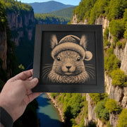 Framed Art - CUSTOM - Squirrel with Santa Hat
