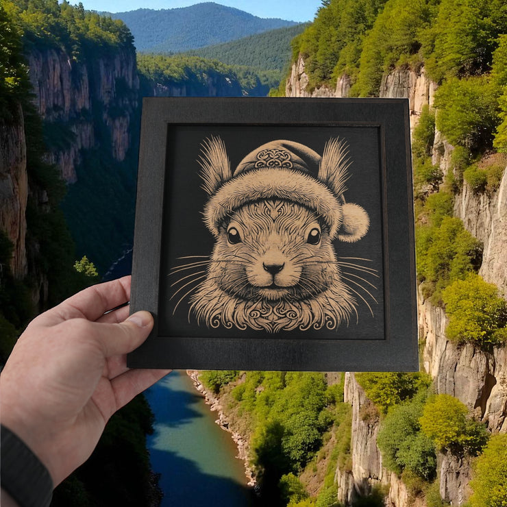 Framed Art - CUSTOM - Squirrel with Santa Hat