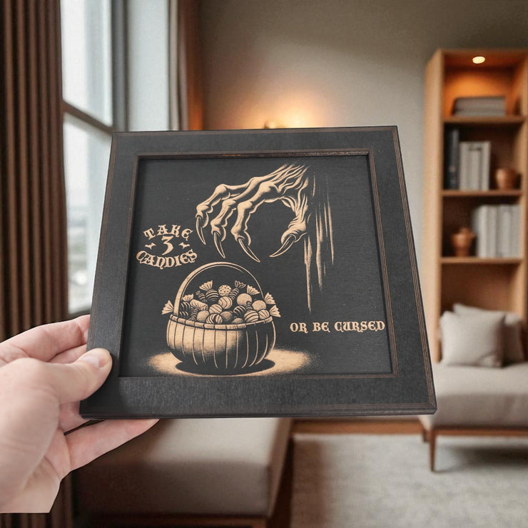 Framed Art - CUSTOM - Take 3 candies or be cursed - Halloween
