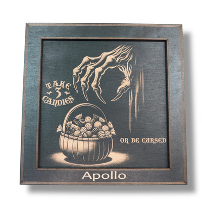 Framed Art - PERSONALIZED - CUSTOM - Take 3 candies or be cursed - Halloween