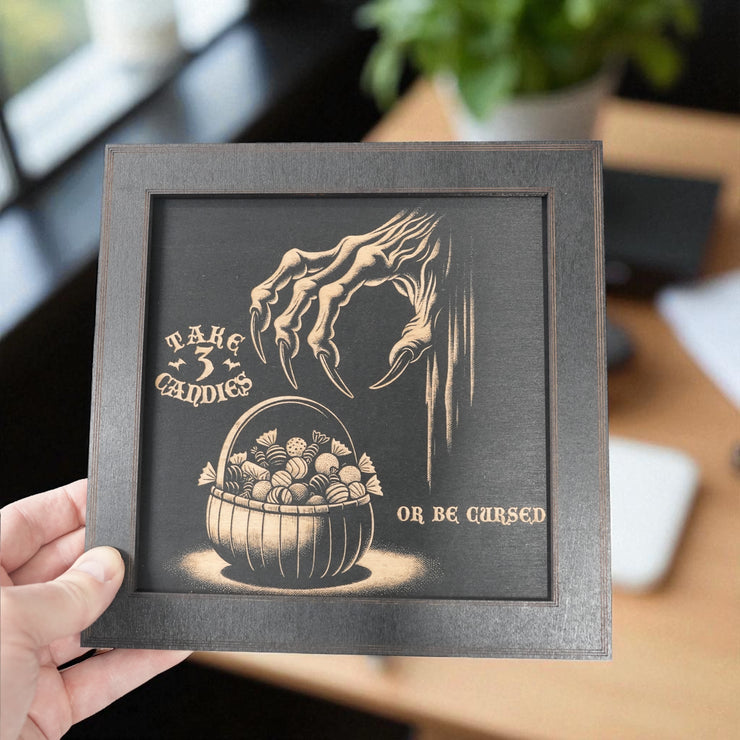 Framed Art - CUSTOM - Take 3 candies or be cursed - Halloween