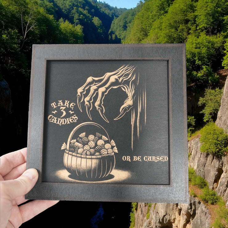 Framed Art - CUSTOM - Take 3 candies or be cursed - Halloween