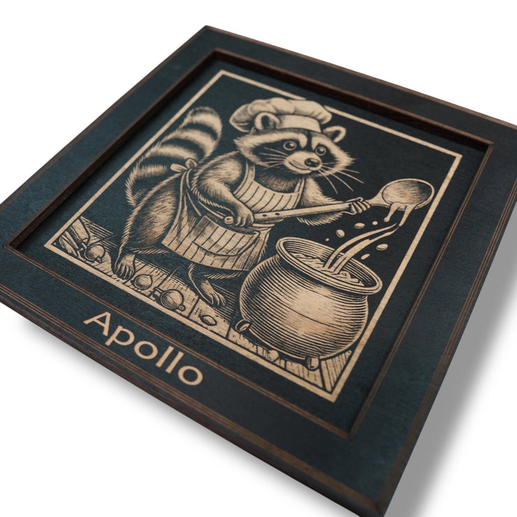 Framed Art - PERSONALIZED - CUSTOM - Raccoon Cooking
