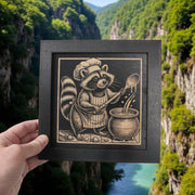 Framed Art - CUSTOM - Raccoon Cooking
