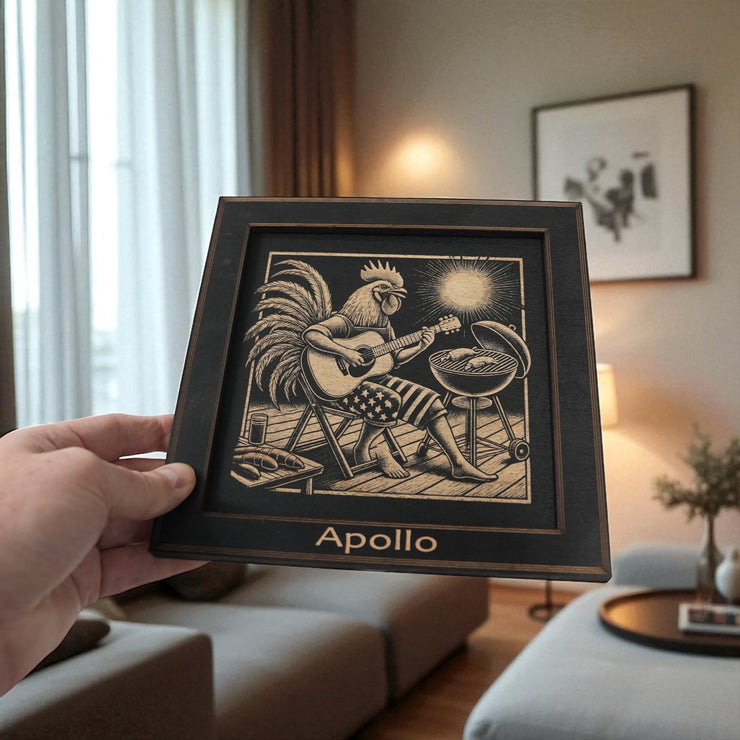 Framed Art - PERSONALIZED - CUSTOM - Rooster BBQ Guitar
