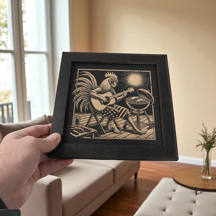 Framed Art - CUSTOM - Rooster BBQ Guitar