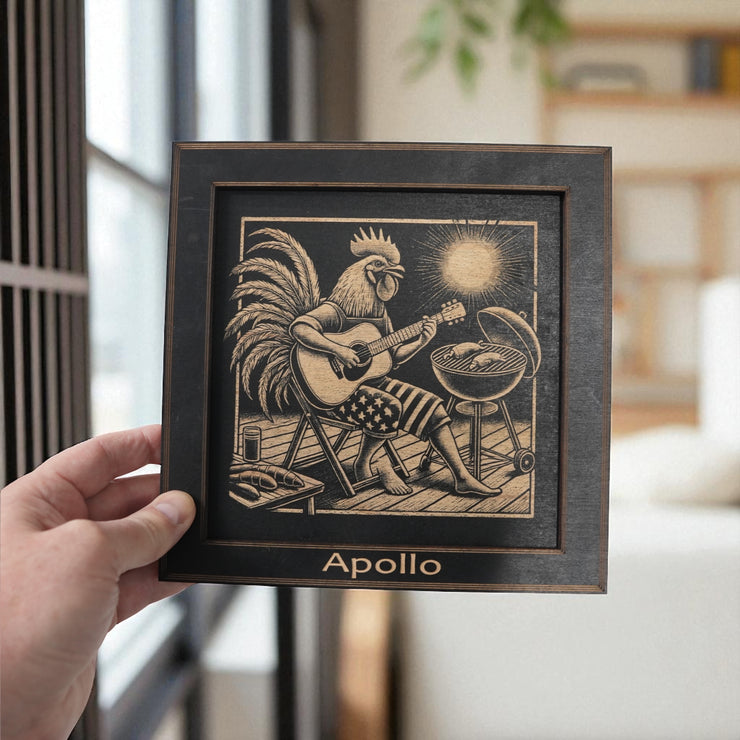 Framed Art - PERSONALIZED - CUSTOM - Rooster BBQ Guitar