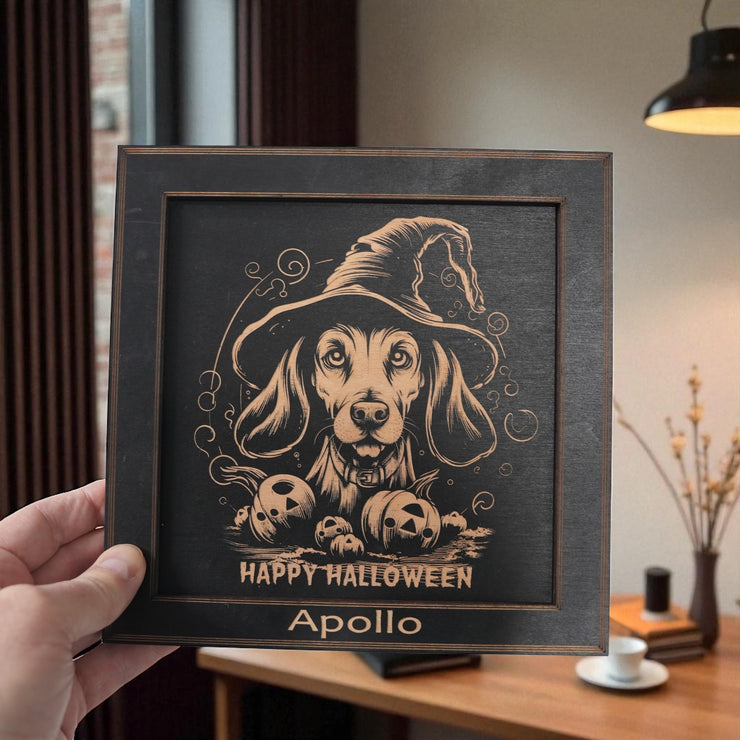 Framed Art - PERSONALIZED - CUSTOM - Happy Halloween Dog