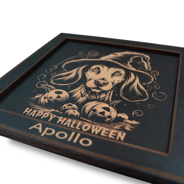 Framed Art - PERSONALIZED - CUSTOM - Happy Halloween Dog