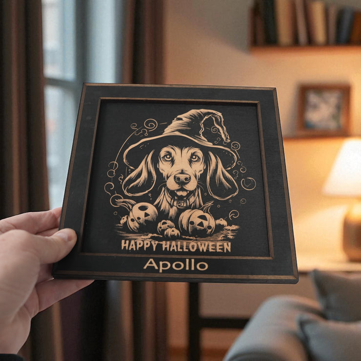 Framed Art - PERSONALIZED - CUSTOM - Happy Halloween Dog