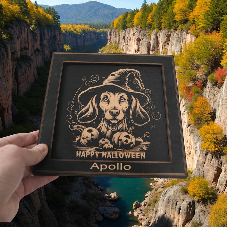 Framed Art - PERSONALIZED - CUSTOM - Happy Halloween Dog