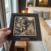 Framed Art - PERSONALIZED - CUSTOM - Raccoon Campfire