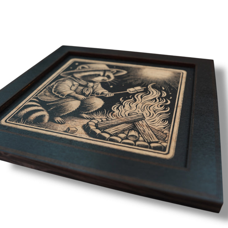 Framed Art - CUSTOM - Raccoon Campfire