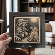 Framed Art - PERSONALIZED - CUSTOM - Raccoon Campfire