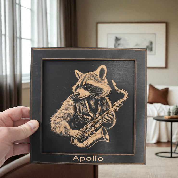 Framed Art - PERSONALIZED - CUSTOM - Raccoon Sax