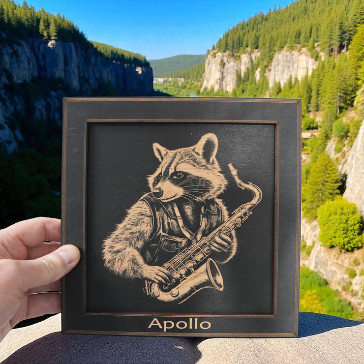 Framed Art - PERSONALIZED - CUSTOM - Raccoon Sax