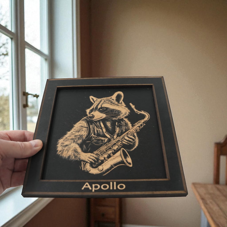 Framed Art - PERSONALIZED - CUSTOM - Raccoon Sax