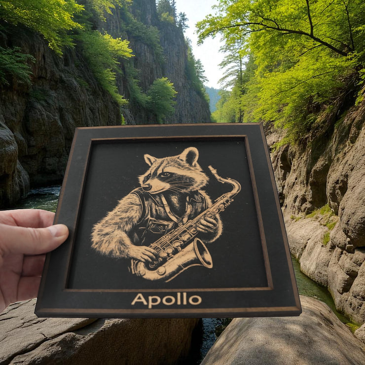 Framed Art - PERSONALIZED - CUSTOM - Raccoon Sax
