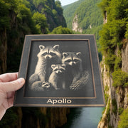 Framed Art - PERSONALIZED - CUSTOM - Raccoon Family