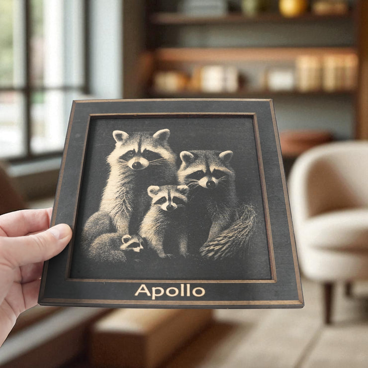 Framed Art - PERSONALIZED - CUSTOM - Raccoon Family