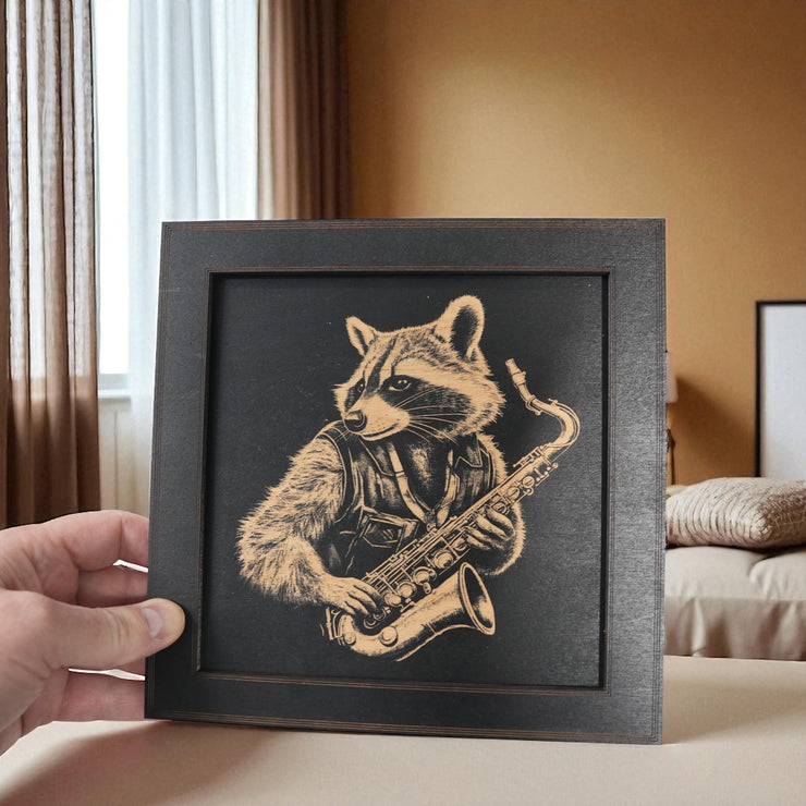 Framed Art - CUSTOM - Raccoon Sax