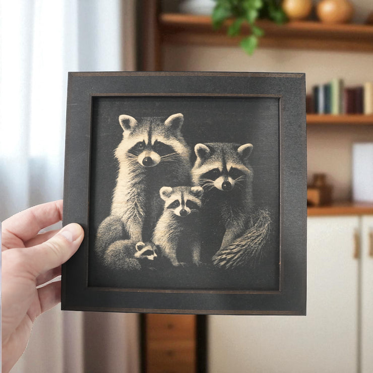 Framed Art - CUSTOM - Raccoon Family