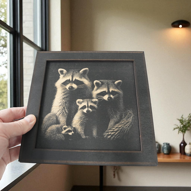 Framed Art - CUSTOM - Raccoon Family