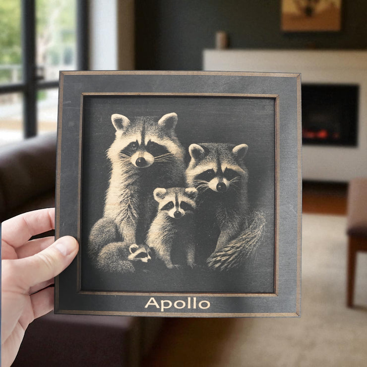 Framed Art - PERSONALIZED - CUSTOM - Raccoon Family