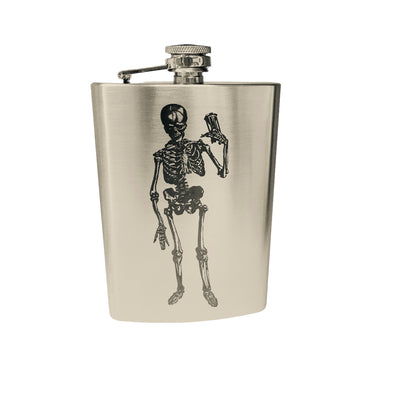 8oz Skeleton time is running out Stainless Steel Flask