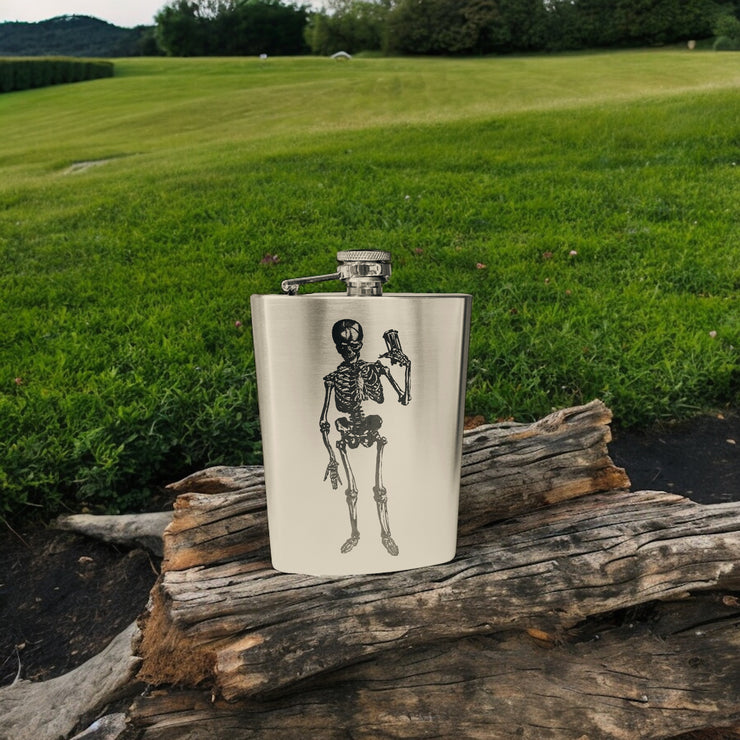 8oz Skeleton time is running out Stainless Steel Flask