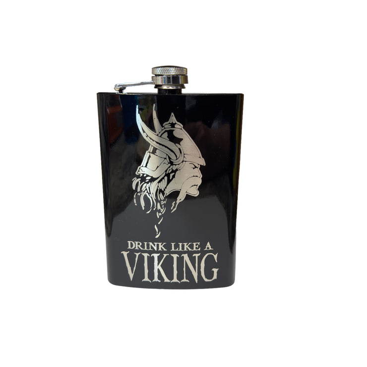 8oz Drink Like a Viking Black Flask