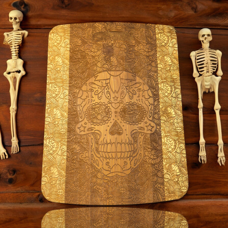 Sugar Skull Cutting Board 14''x9.5''x.5'' Bamboo