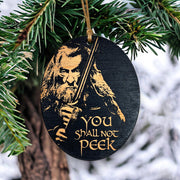 Ornament - You Shall Not Peek - Black Painted Wood 4x3in