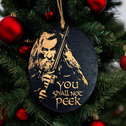 Ornament - You Shall Not Peek - Black Painted Wood 4x3in