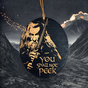 Ornament - You Shall Not Peek - Black Painted Wood 4x3in