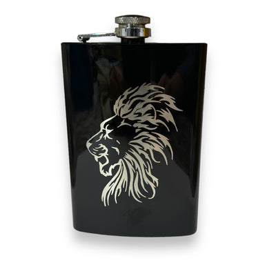 8oz BLACK Lion Flask
