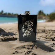 8oz BLACK Lion Flask