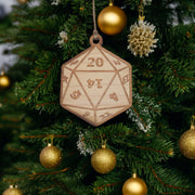 Ornament - D20 - Raw Wood 3x3in
