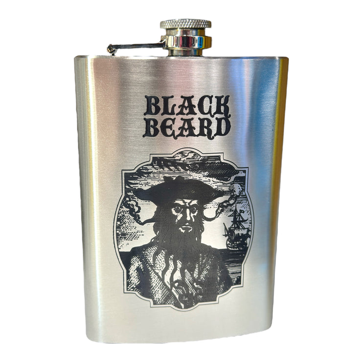 8oz Stainless Steel Black Beard Flask