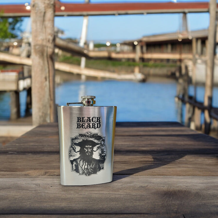 8oz Stainless Steel Black Beard Flask