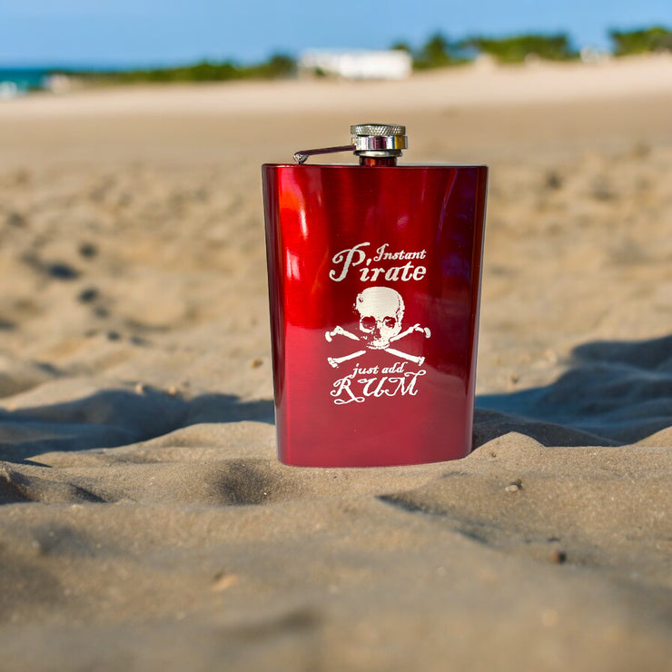 8oz RED Instant Pirate Just Add Rum Flask