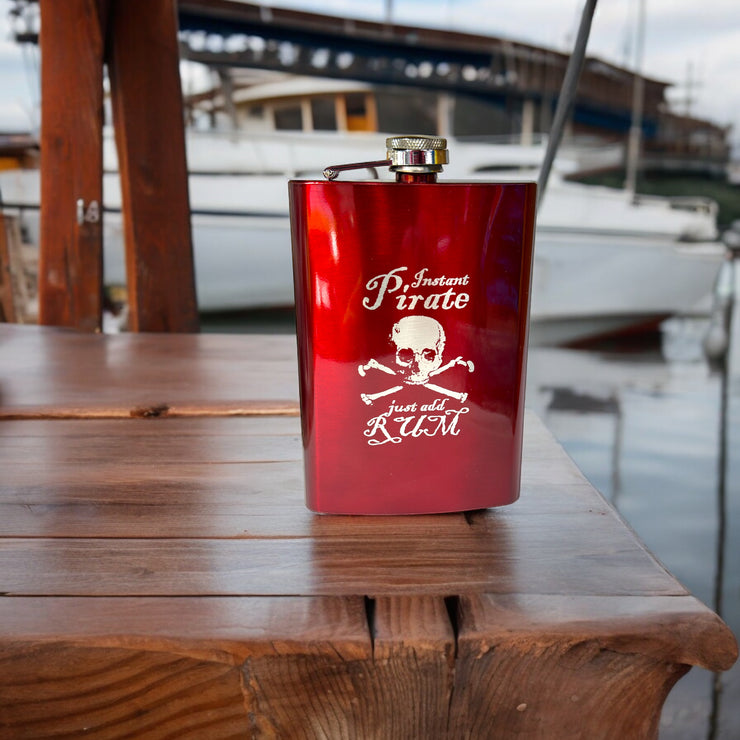 8oz RED Instant Pirate Just Add Rum Flask