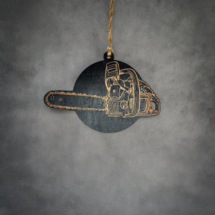 Ornament - Black - Chainsaw Logger Ornament