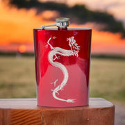 8oz RED Chinese Dragon Flask