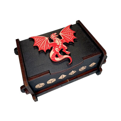 Dice Box - Black - The Red Dragon - 6x4x3