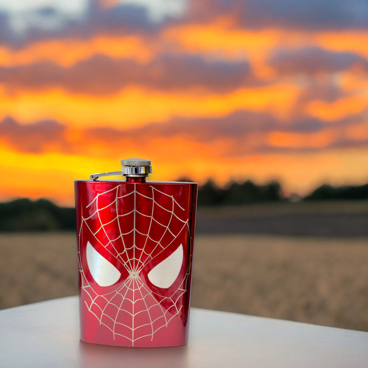 8oz RED I Can Do What a Spider Can Flask