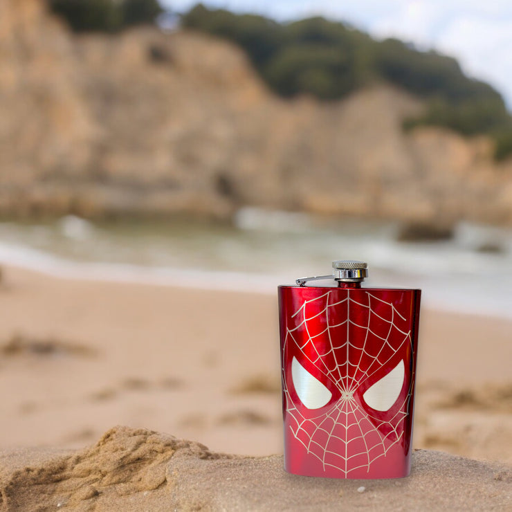 8oz RED I Can Do What a Spider Can Flask