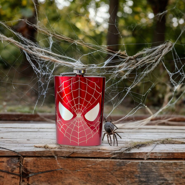 8oz RED I Can Do What a Spider Can Flask