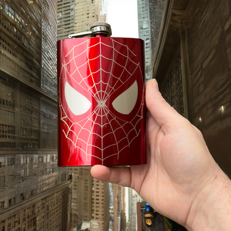 8oz RED I Can Do What a Spider Can Flask
