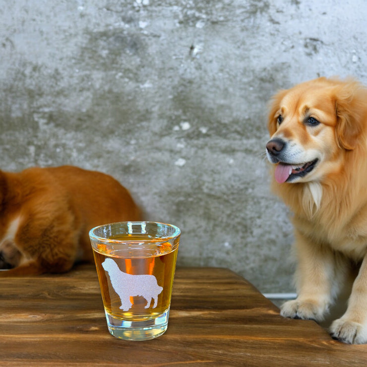 2oz Golden Retriever dog puppy Shot Glass